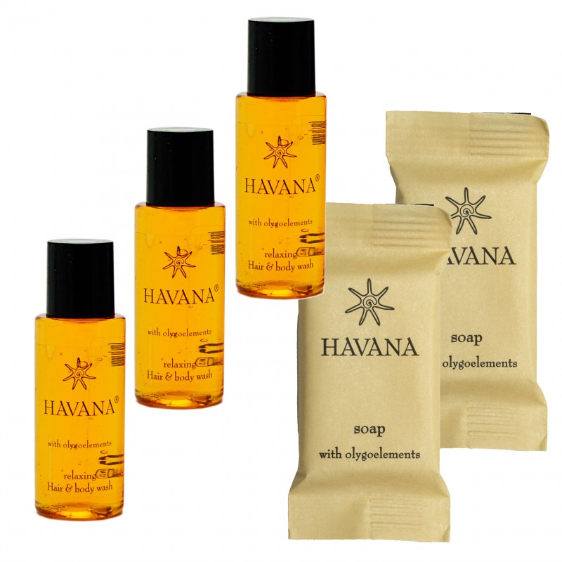 copy of Zestaw kosmetyków dla hoteli Havana szampon-żel 30ml 100szt + mydło 15g 100szt