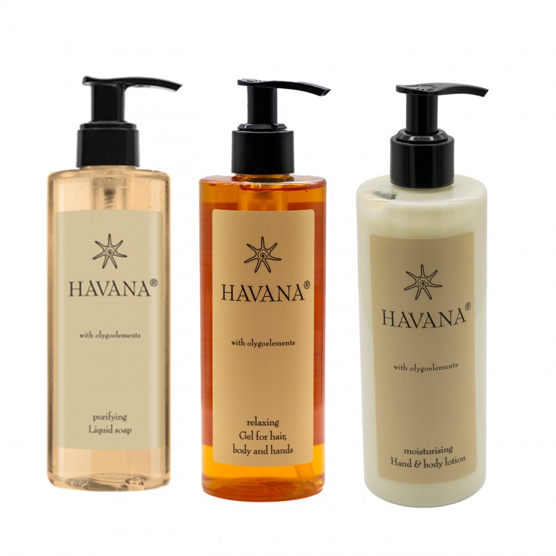 Zestaw Havana 3x300ml Żel do mycia włosów, ciała i rąk + mydło w płynie + balsam do ciała